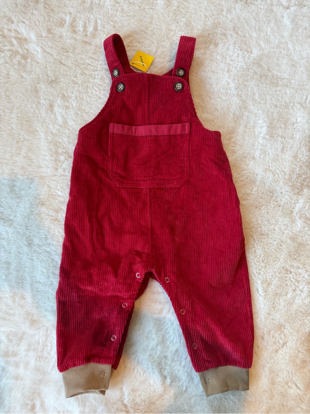 NWT Volunboy Unisex Baby Deep Red Soft Corduroy Romper Overalls 2T 24 Mos